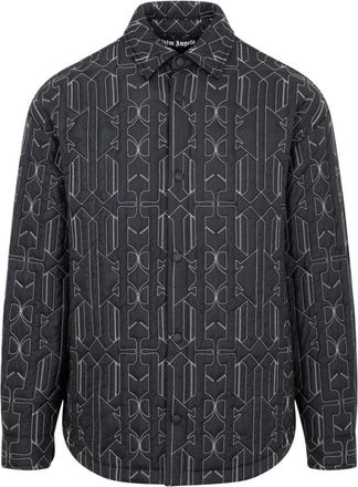Palm Angels Gewatteerd Grijs Overhemd - Heren - Casual Overhemden - Grijs - M - Overhemden