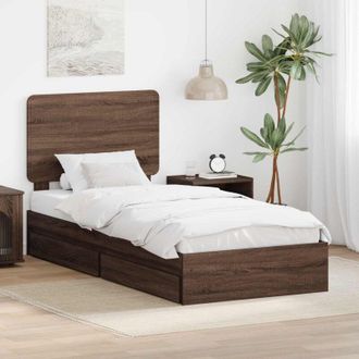 vidaXL Estructura De Cama Gris Sonoma 90 X 200 Cm Madera Contrachapada