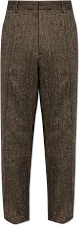 Dsquared2 Visgraatpatroon Broek - Heren - Straight fit broeken - Bruin - L - Wol - Broeken