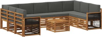 vidaXL Conjunto De Sof&aacute;s De Exterior 10 Uds. Natural Y Antracita Vidaxl