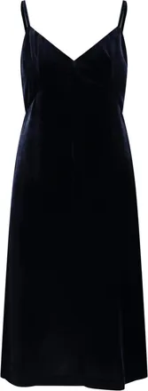 Aspesi Velvet Midi Dress with V-Neck and Thin Straps