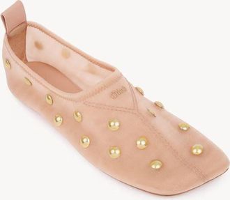 Chlo&eacute; Studded Leather Ballet Flat - Rose
