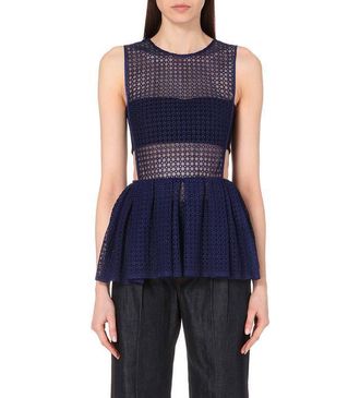 Self Portrait SELF-PORTRAIT Sheer Sleeveless Peplum Top Size XS