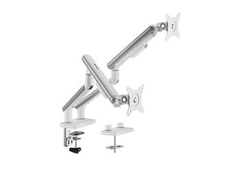 OEM Soporte Para Monitor Con Resorte Doble, Brazo Doble, Resorte De Gas, Blanco Plateado, Hdwr Solidhand-fs02