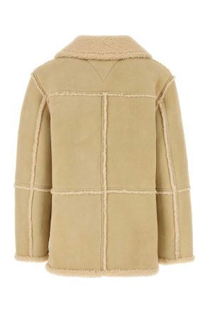 Bottega Veneta Womens Cream Shearling Coat Beige Exterior: Cappotti