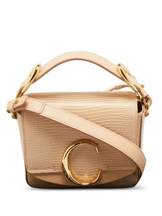 Chloé Borsa a tracolla mini C effetto lucertola - Marrone