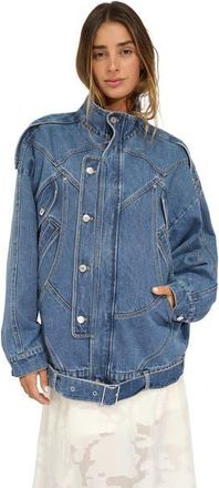 Belle & Bloom Downtown Denim Oversized Jacket in Dark Blue at Nordstrom, Size X-Small