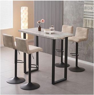 Ainpecca Ainpecca - Set of 4 Faux Suede Bar Stools Metal Frame Footrest Base Cafe Pub Swivel Chairs,Beige