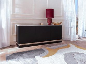 Pascal Morabito Credenza 3 ante con LED in MDF Nero ed effetto marmo Bianco - DEVIKA di Pascal MORABITO
