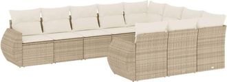 vidaXL Juego De Sof&aacute;s Jard&iacute;n Con Cojines Beige 10 Pzas Rat&aacute;n Sint&eacute;tico Vidaxl
