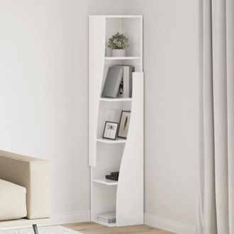 vidaXL vidaXL Mobile angolare Bianco Lucido 27,5x27x140cm Legno multistrato