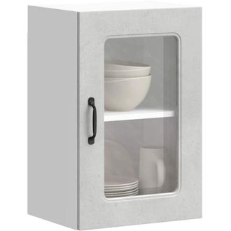 vidaXL Pensile da Cucina con Porta in Vetro Kalmar Grigio Cemento - Vidaxl