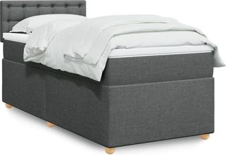 vidaXL Cama Box Spring Con Colch&oacute;n Tela Gris Oscuro 80x200 Cm Vidaxl