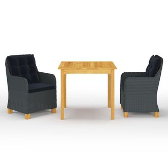 vidaXL Vidaxl - Juego De Comedor Para Jard&iacute;n 3 Piezas Gris Oscuro
