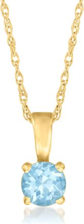 RS Pure by Ross-Simons Swiss Blue Topaz Pendant Necklace in 14kt Yellow Gold