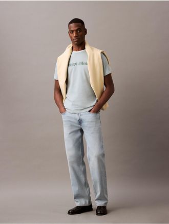 Calvin Klein Jeans Calvin Klein Mens Linear Logo Graphic Classic T-Shirt - Grey - XS