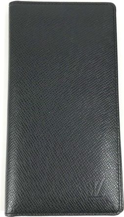 Louis Vuitton Taiga Ardoise Black Taiga Leather Long Wallet (Bi-Fold) (Pre-Owned)