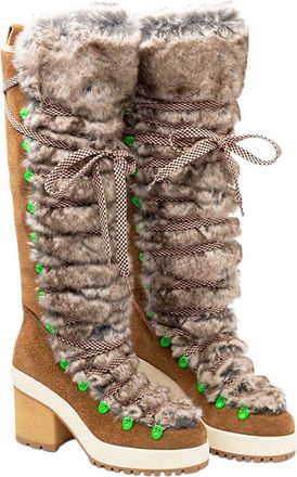 Hogan Lace-Up Leather Knee-High Boot