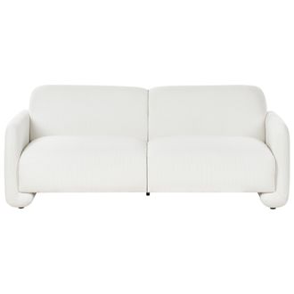 Beliani Sof&aacute; 3 Plazas De Tela Tapicer&iacute;a De Poli&eacute;ster Amplio Respaldo Con Reposabrazos Muebles De Sala De Estar Retro Blanco Saland