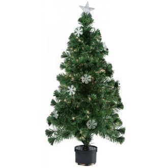 Trade Shop Trade Shop - Albero Di Natale Fibra Ottica Snow 120cm 140 Punte 18 Fiocchi Di Neve Verde