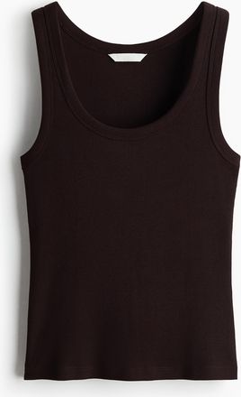 H&M Geripptes Tanktop - Dunkelbraun