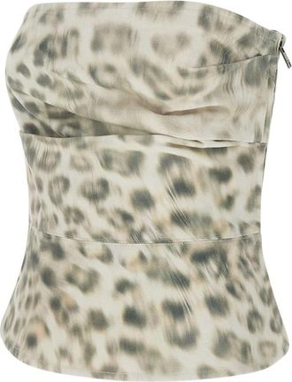 Rotate Gedrukte Denim Top - Dames - Tops zonder mouwen - Veelkleurig - XS - Denim - Tops