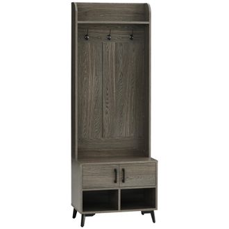 HOMCOM Homcom - Perchero Con Zapatero Perchero Entrada Recibidor Con 3 Ganchos 2 Puertas 2 Compartimientos Y Estante De Almacenamiento Para Pasillo 60x34x170