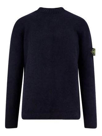 Stone Island crew-neck logo-patch sweater - Blue