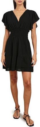 Rails Kimora Smocked Waist Linen Blend Dress in Black at Nordstrom Rack, Size X-Large