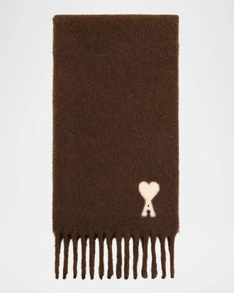 Ami Logo Alpaca-Blend Knit Scarf