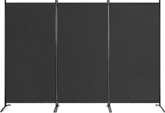 Costway Biombo De 3 Piezas 260 X 183 Cm/separador Divisor Con Almohadilla De Pie Ajustable Pantalla De Privacidad (negro) - Costway