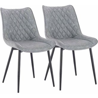 Woltu Set 2 Sedie da Pranzo senza Braccioli in Legno e Ecopelle Vari Colori Grigio