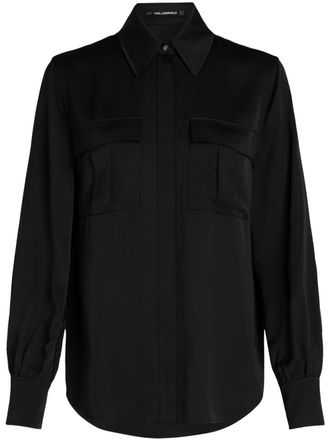 Karl Lagerfeld satin cargo shirt - Black