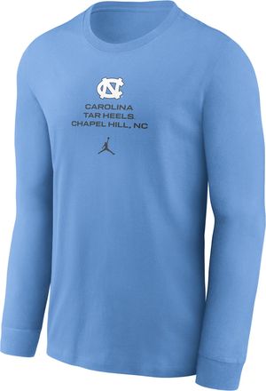 Nike Jordan Mens North Carolina Sideline Jordan Brand Dri-FIT College Long-Sleeve T-Shirt in Blue | 0JEW4EYNCN-LDX