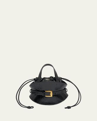 Balmain Shuffle Mini Embossed Leather Crossbody Bag