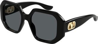 Valentino Black Vg0003sa Acetate Oversized Geometric Sunglasses