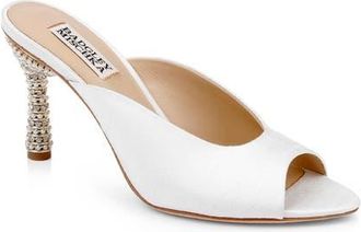 Badgley Mischka Oakdale Slide Sandal in Ivory Silk at Nordstrom, Size 6.5