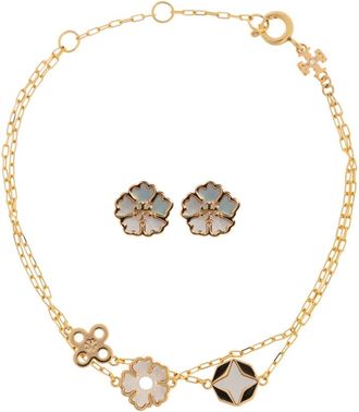 Tory Burch Tory Burch, Bracelets, female, Yellow, Size: ONE SIZE Forget Me Not Bracelet and Earrings Gift Set
