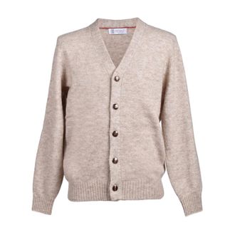 Brunello Cucinelli Sand Wool Blend Cardigan Sweater, Brand Size 52 (US Size 42)