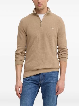 GANT Trui met halve rits - Bruin