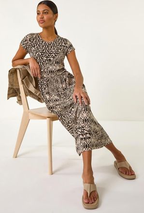 Roman Abstract Print Midi Dress