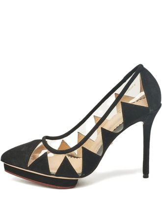 Charlotte Olympia Su&egrave;de pumps met plateauzool - Zwart