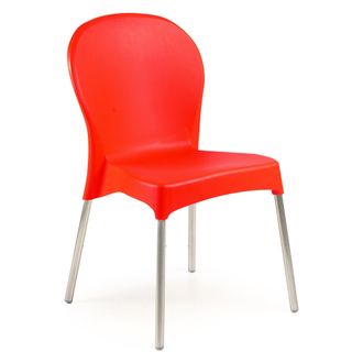Dmora Silla De Exterior Linder, Apilable, Hecha En Italia, Soporta 120 Kg, Roja