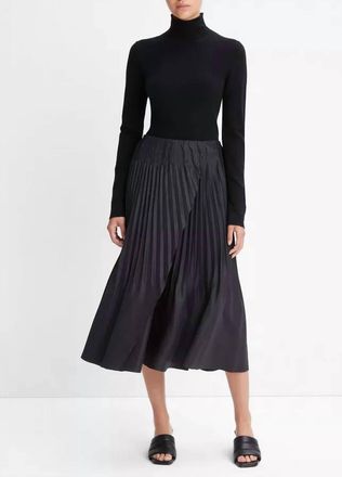 Vince Pintuck Midi Skirt In Black