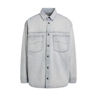 Balenciaga Denim Shirts, male, Blue, Size: S Denim Long Sleeve Shirt