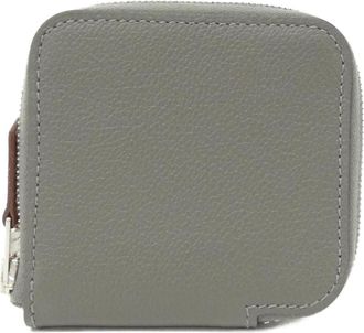 Herm&egrave;s Gray Silk Coin Purse/Coin Case (Pre-Owned)