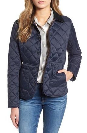 Barbour Deveron Diamond Quilted Jacket in Navy/pale Pink at Nordstrom Rack, Size 6