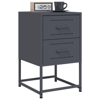 Berkfield Home Bedside Cabinets 2 pcs Anthracite 36x39x60.5 cm Steel in Black