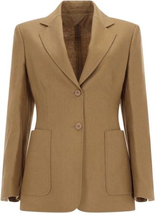 Max Mara Volonta Blazer - Dames - Blazers - Bruin - S - Linnen - Jassen