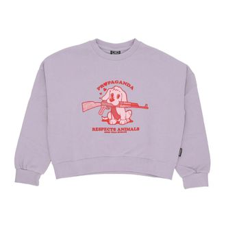 PROPAGANDA Puppy Croptop Crewneck Sweatshirt - Dames - Sweatshirts - Paars - M - Katoen - Hoodies & sweatvesten